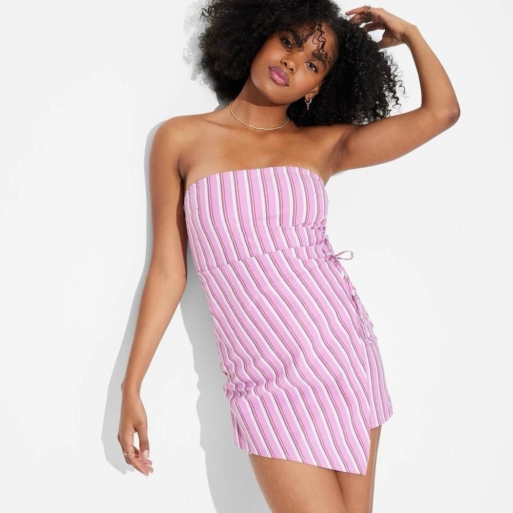 Wild Fable Pink and White Striped Mini Dress
